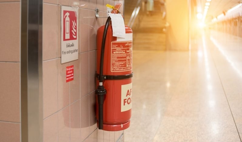 A photo of a fire extinguisher