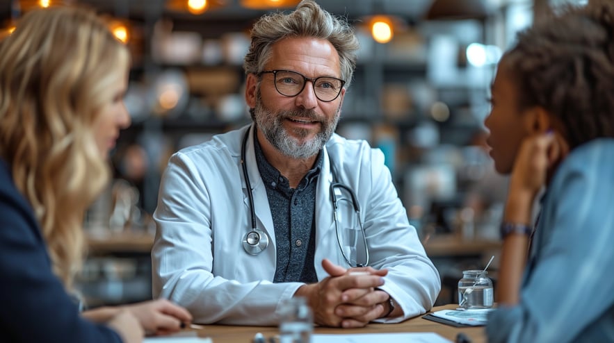 Scientist talking to business leaders