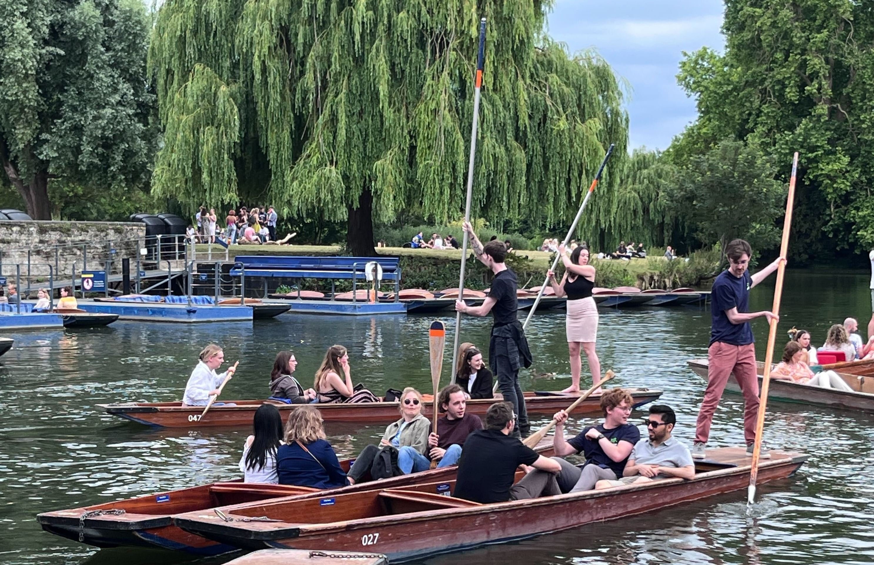 Our UK team punting on the River Cam.