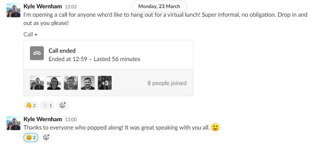 Slack team call
